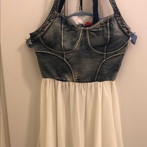 Denim and white dress